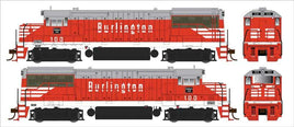 HO GE U25B Phase IIb Standard DC Chicago, Burlington & Quincy 100 (Chinese Red, gray, white)