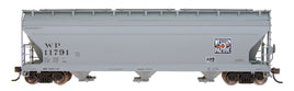 ACF 4650 Cubic Foot 3-Bay Covered Hopper Western Pacific (gray, Square WP Feather Logo)