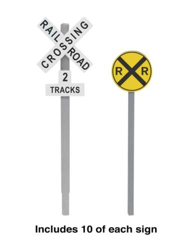 thumbnail image 2 of HO Scale Railroad Crossing Sign – 2-Track Crossbucks With Signal, Brass & White, Factory New 2 of 6