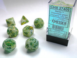 Dice Menagerie Polyhedral Marble Green/Dark Green 7-Die Set