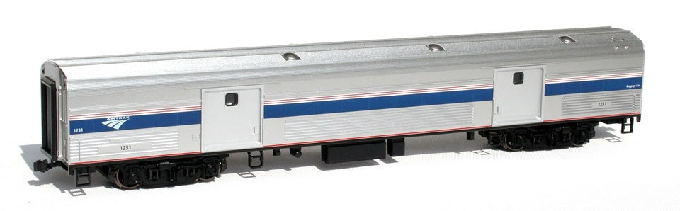 HO Amtrak Baggage Car Phase IV #1231 with Lighting| Eugene Toy Hobby