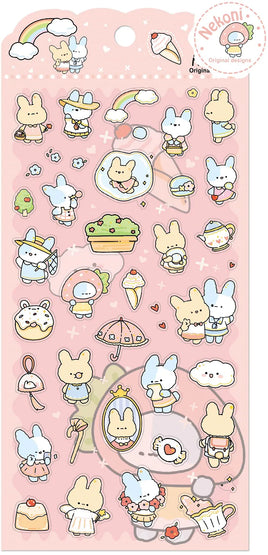Nekoni Bunny Rabbit Flat Stickers