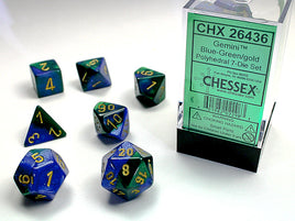 Gemini Polyhedral Blue-Green/Gold 7-Die Set