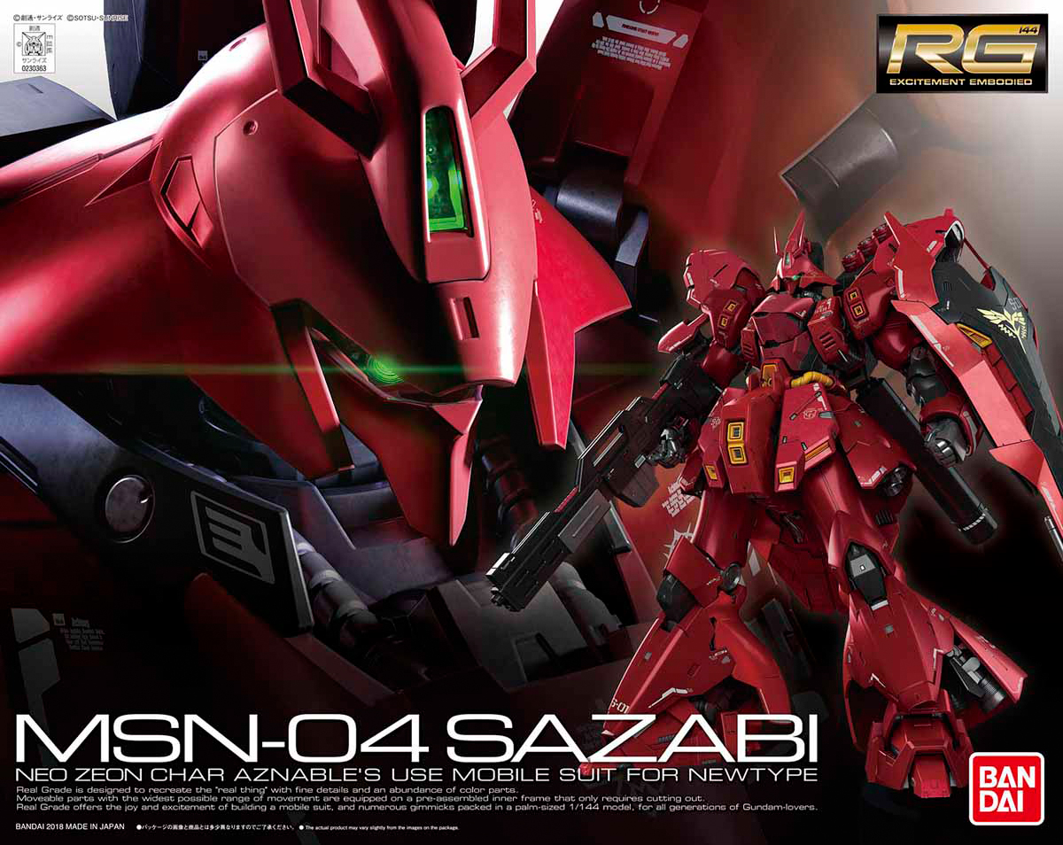 RG MSN-04 Sazabi (1/144th Scale) Plastic Gundam Model Kit| Eugene