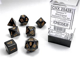 Opaque Polyhedral Black/Gold Dice Set (7)