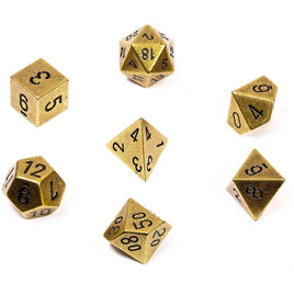 Chessex 7 Set Polyhedral Dice Solid Old Brass CHX27023