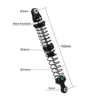 INJORA 4pcs 110mm DRX Dual-Rate Spring Oil Shocks for 1/10 SCX10 III CJ7 INJBZ-05BS-110