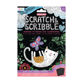 Ooly Scratch And Scribble Cutie Cats Guided Artwork Mini Kit
