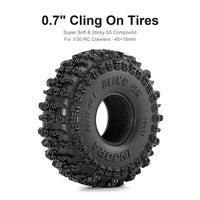 INJORA 0.7" 45*16mm Cling On Tires for 1/30 SCX30 (T7031) (4) INJT7031