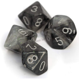 Chessex 10 D10 Polyhedral Dice Borealis Light Smoke Silver Luminary CHX27378