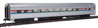 85' Budd Large-Window Coach Amtrak (Phase III; silver, Equal red, white, blue Stripes)