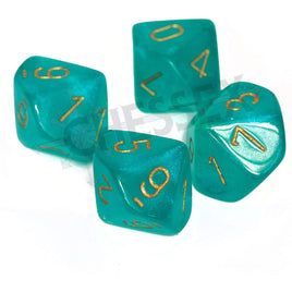 Chessex 7 Set Polyhedral Dice Borealis Teal Gold Luminary D10s CHX27385