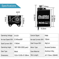 INJORA High Torque N30 PRO NANO Servo with Servo Saver for 1/30 SCX30 INJS-N30-PRO