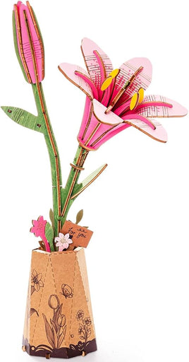 Robotime Rowood Pink Lily 3D Wooden Building Set