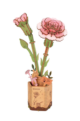 Robotime Rowood Pink Carnation Wooden Bloom Craft