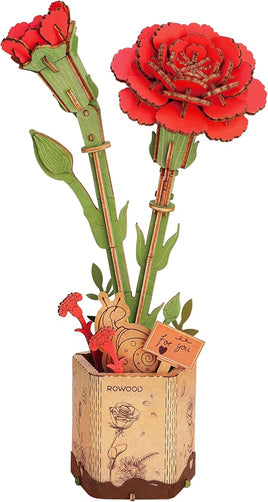 Robotime Rowood Red Carnation Wooden Bloom Craft