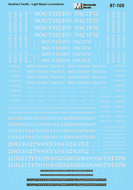 HO Scale - Southern Pacific Light Steam Locomotives Decals