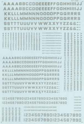 HO Scale Decals - Alphabets - Block Gothic - Silver