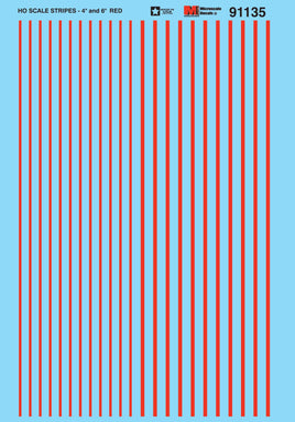 Stripe Decals - 4 and 6 inch widths - Red