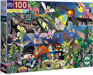 eeBoo Love Of Bats Glow In The Dark 100 Piece Jigsaw Puzzle