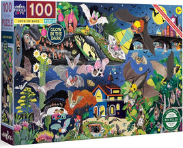 eeBoo Love Of Bats Glow In The Dark 100 Piece Jigsaw Puzzle