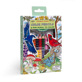 eeBoo Bird And Butterfly Double Sided Color Pencils And Mini Mural Craft Set