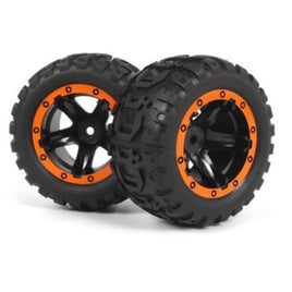 BlackZon Slyder MT Wheels/Tires Assembled (Black/Orange) BZN540195