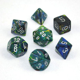 Chessex 7 Set Dice Festive Green Silver CHX27445