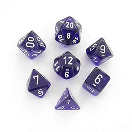 Chessex 7 Set Polyhedral Dice Translucent Purple White CHX23077