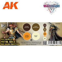 AK 3rd Generation Wargame Colors Non-Metallic Metal Gold Set