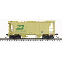 PS-2 Covered Hopper Burlington Northern #979038 (yellow, green, Scale Monitor Car)