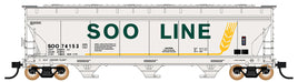 ACF 4650 Cubic Foot 3-Bay Covered Hopper Soo Line (white, green, yellow, Colormark Markings)