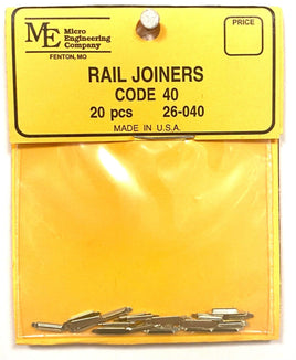 N Scale Code 40  Rail Joiners (20 Pack)