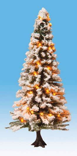 Snow-Covered Christmas Tree with 30 LEDs 4-3/4" Tall