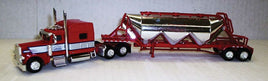 Peterbilt 389 Sleeper Cab Tractor with Pneumatic Bulk Trailer Cerri Family Feed (silver, red, chrome)