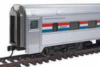 85' Budd 10-6 Sleeper Amtrak (Phase III; silver, Equal red, white, blue Stripes)