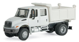 International(R) 4300 Crew Cab Dump Truck White with Railroad Maintenance-of-Way Logo Decals