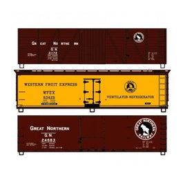 HO 50' Steel Boxcar and Reefer kits Great Northern 3 Pack