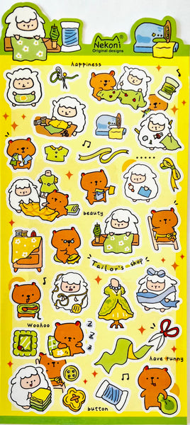 Beaver and Sheep Life Flat Stickers