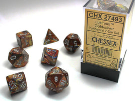 Lustrous Polyhedral Gold/Silver Dice Set (7)