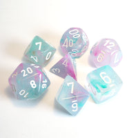 Nebula Polyhedral Wisteria/ White Luminary Dice Set (7) CHX27545