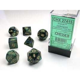 Scarab Polyhedral Jade/Gold Dice Set (7)