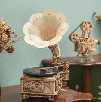 3D Mechanical Wooden Puzzle: Classic Gramophone