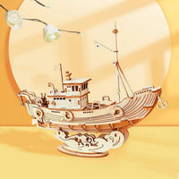 3D Modern Wooden Puzzle: Fishing Ship