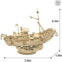 3D Modern Wooden Puzzle: Fishing Ship