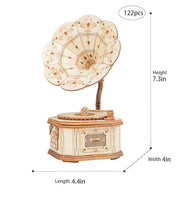 3D Modern Wooden Puzzle: Gramophone