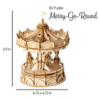 3D Modern Wooden Puzzle: Merry-Go-Round