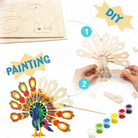 3D Wooden Puzzle With Paint Kit: Peacock