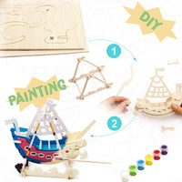 3D Wooden Puzzle With Paint Kit: Swing Boat
