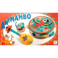 Animambo Tambourine, Maraca, Castanet Musical Instrument Set
